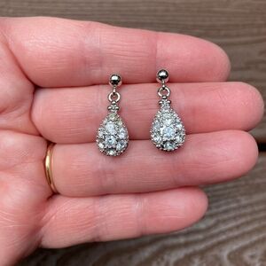 Vintage Jewelry Signed Nolan Miller Beautiful Crystal Rhinestone Pierced Dangle